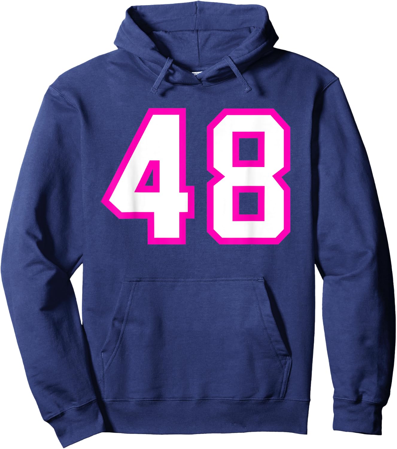 Number #48 Sport Jersey Birthday Age Lucky No. Pink White Hoodie - Hoodie | Navy