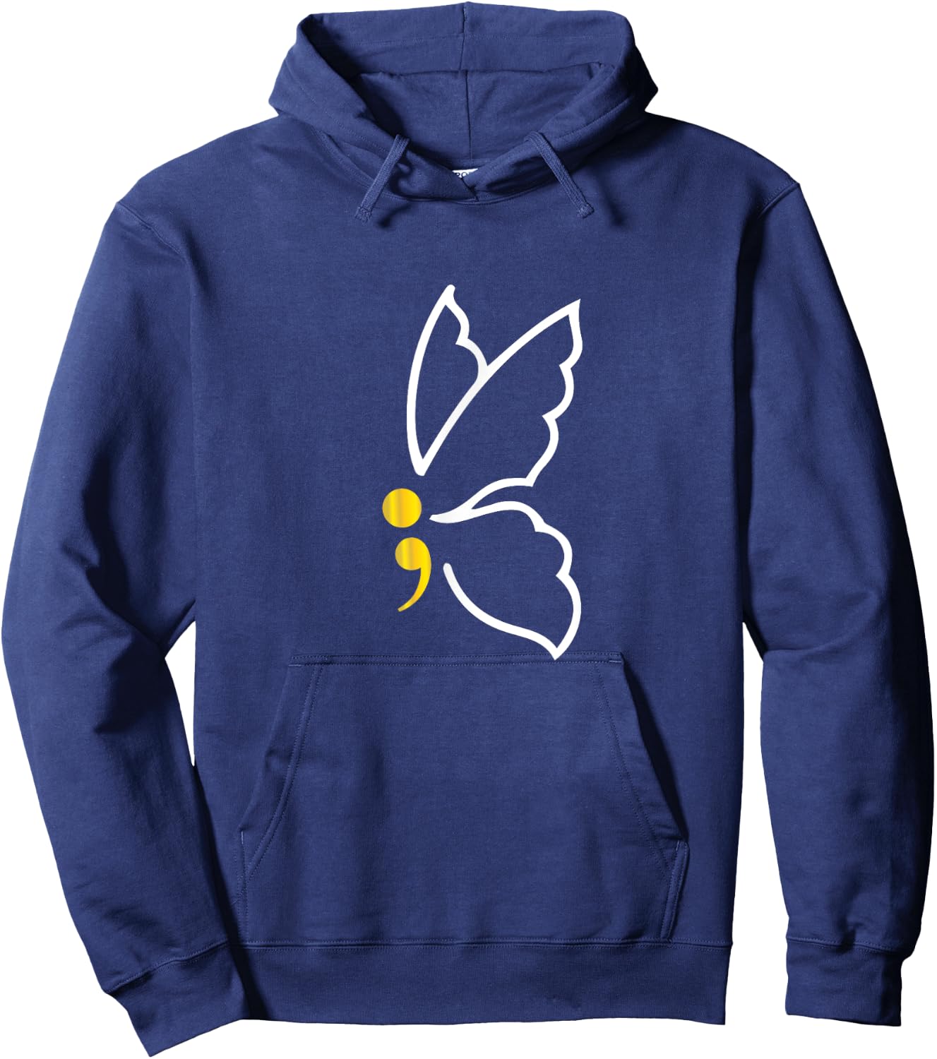 Butterfly Semicolon Shirt May Mental Health Awareness Month Hoodie - Hoodie | Navy