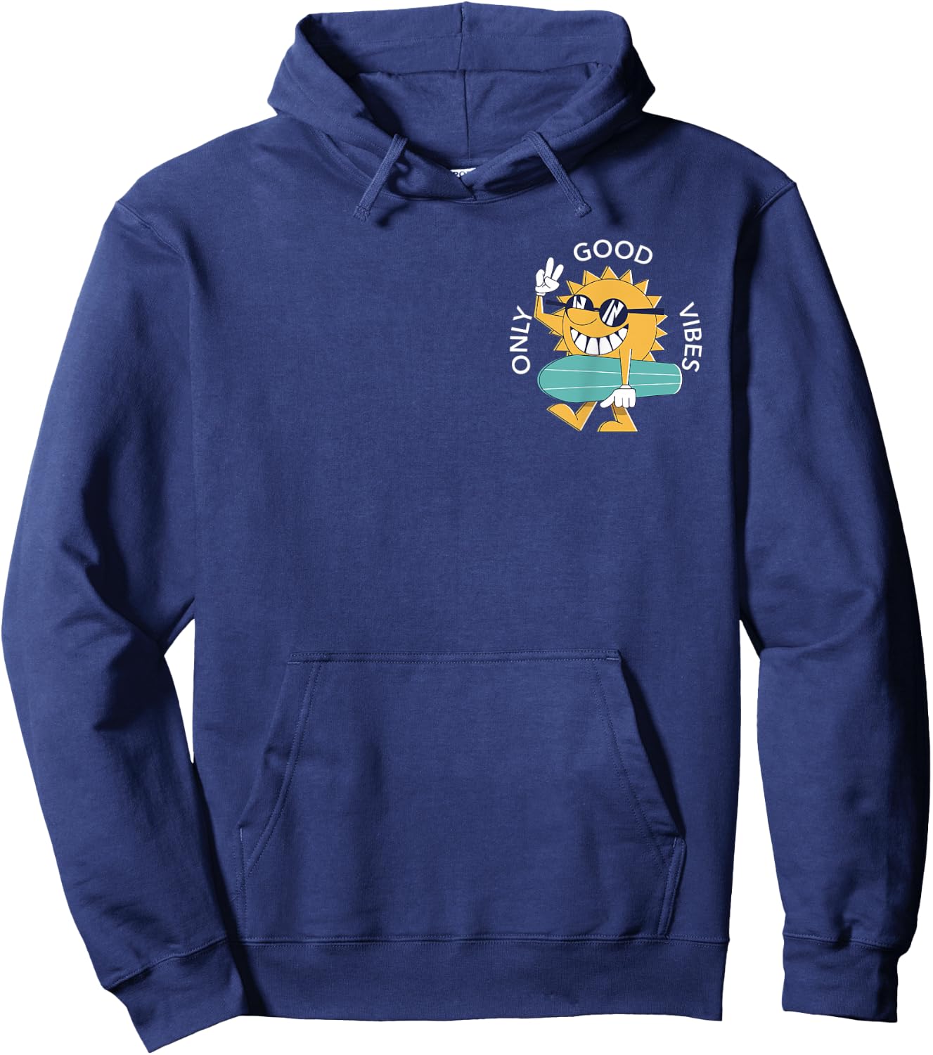 Surfing Sun Good Vibes Only Pocket Graphic Surfer Boys Girls Hoodie - Hoodie | Navy