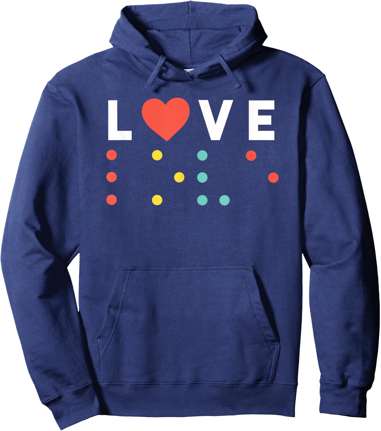 Vintage Love, Braille love gift, red heart Hoodie - Hoodie | Navy