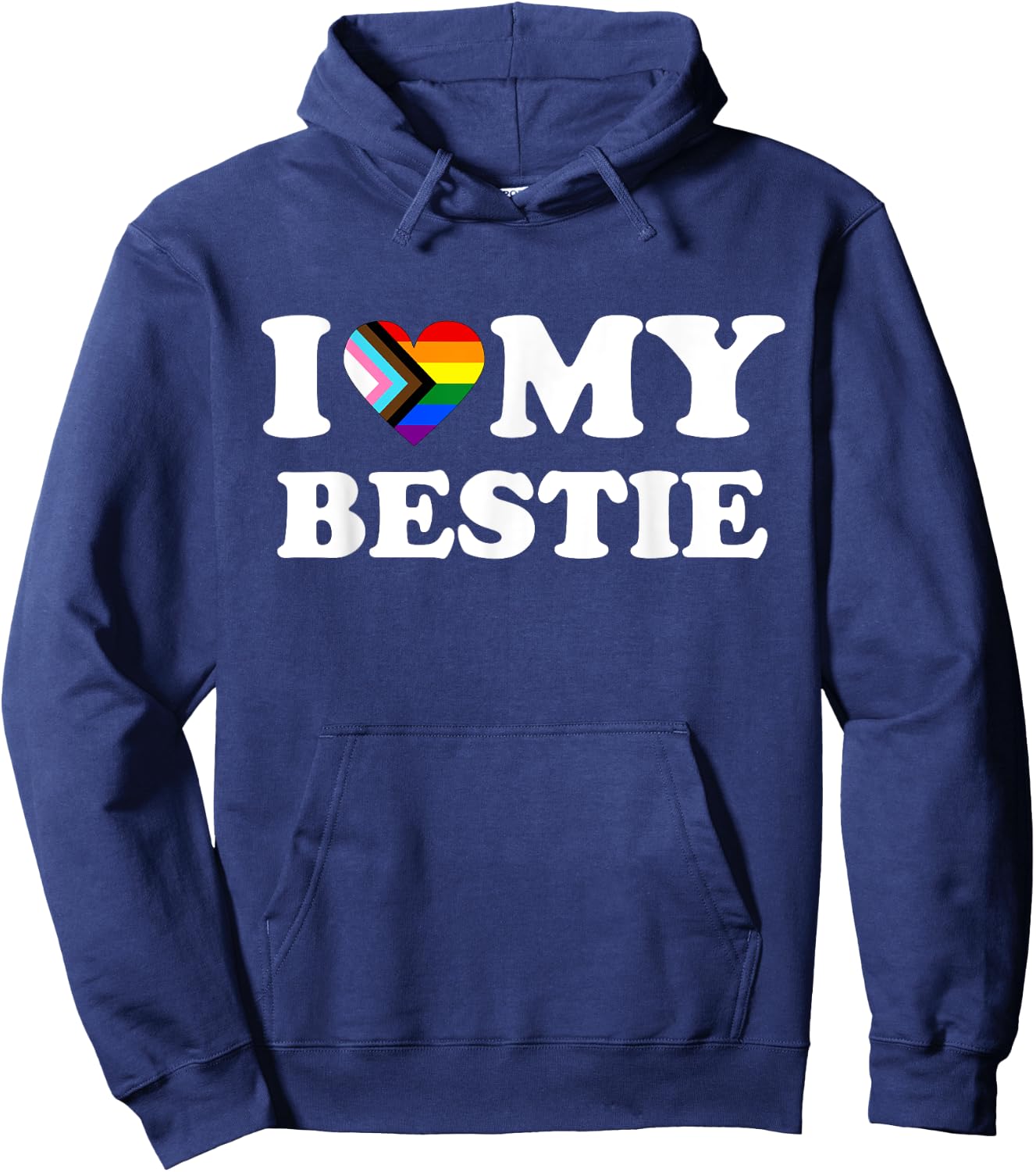 I heart love my bestie best friend progressive pride flag Hoodie - Hoodie | Navy