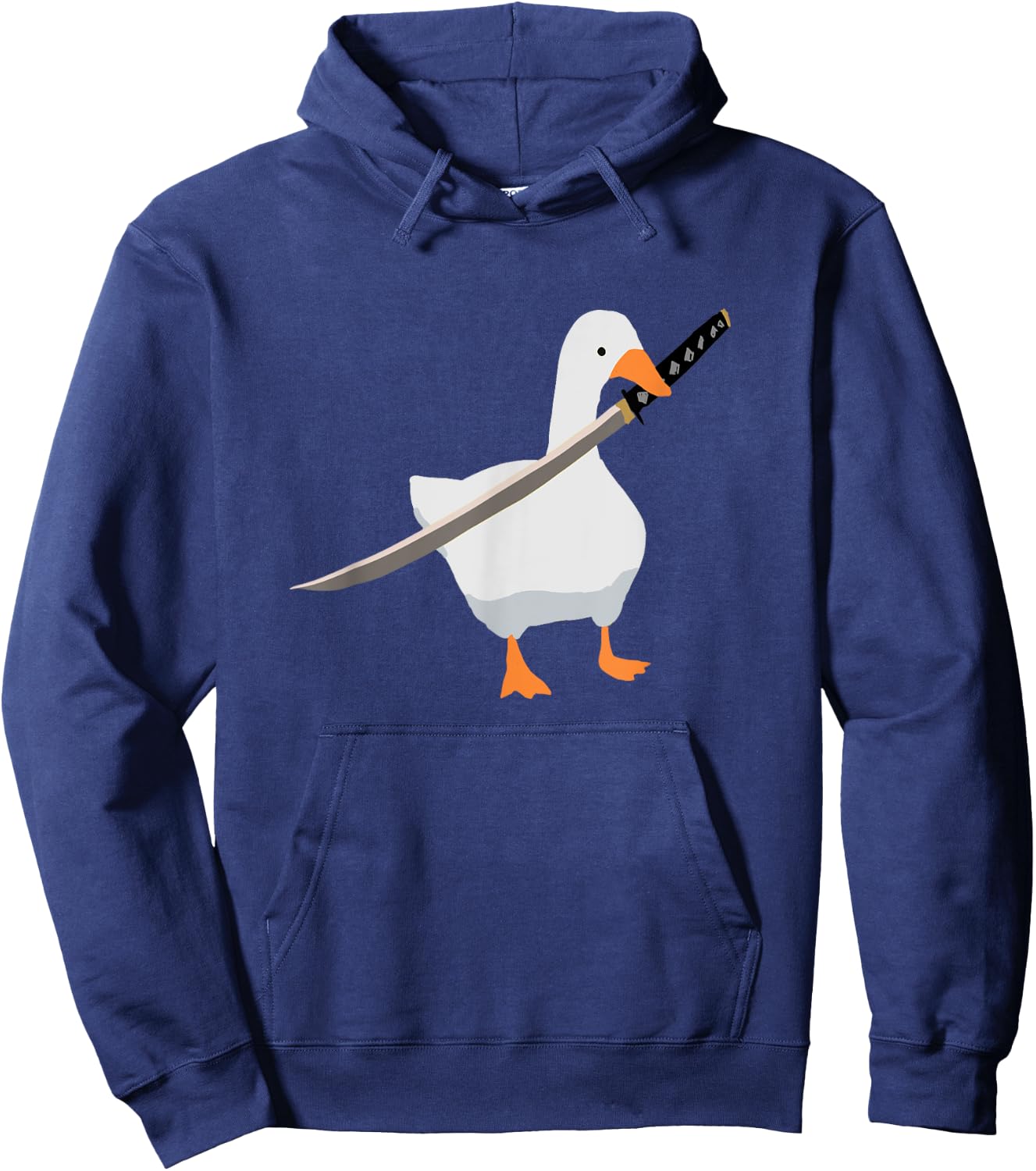 Duck with sword Duck wielding a Katana knife Goose Hoodie - Hoodie | Navy