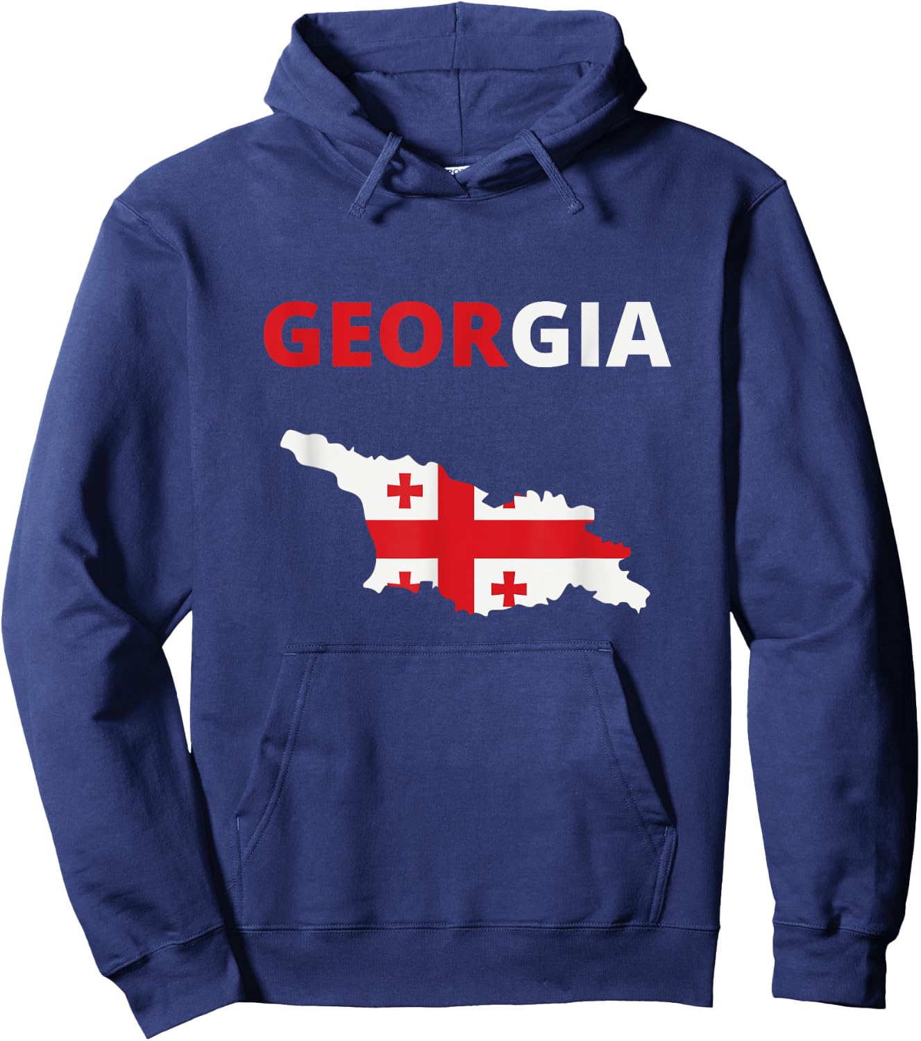 Georgia European Country Flag and Map Hoodie - Hoodie | Navy