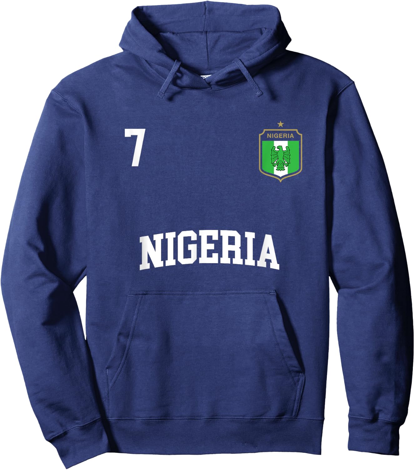 Nigeria Football Shirt 7 BACK Nigerian Flag Soccer Hoodie - Hoodie | Navy
