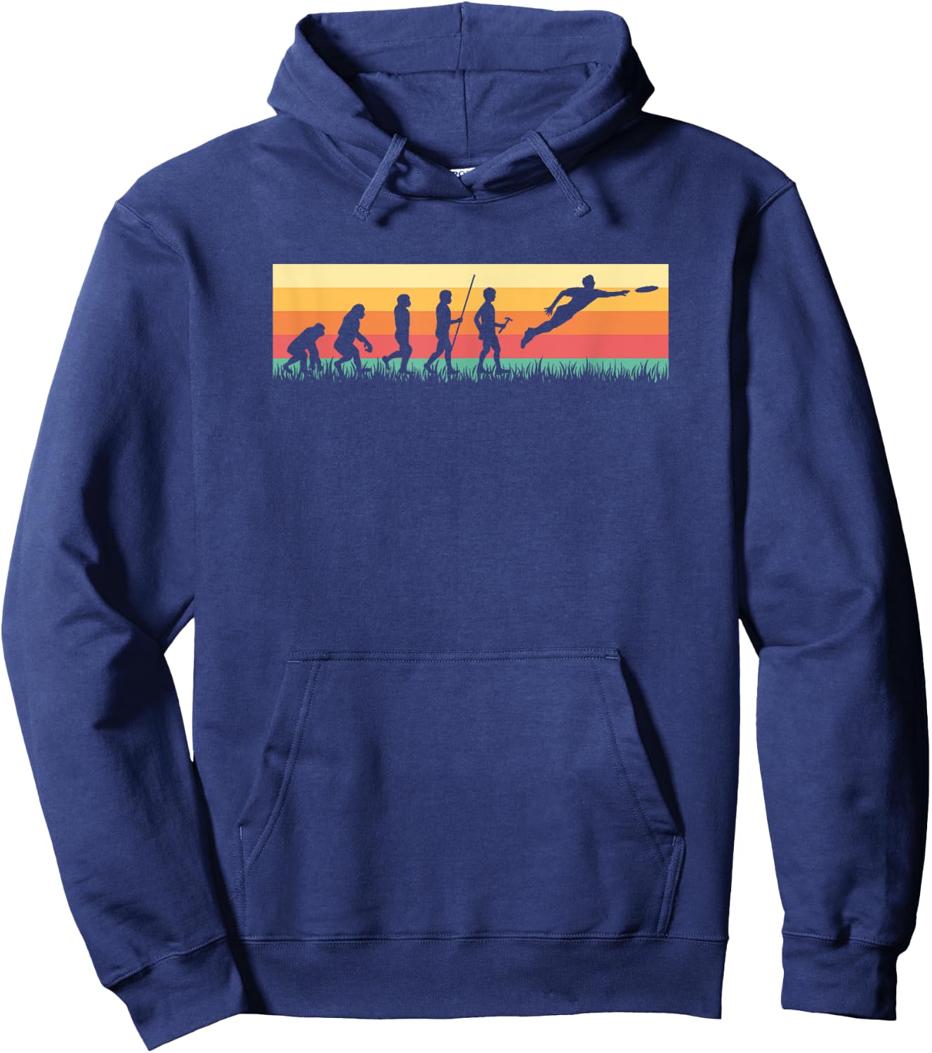 Human Evolution Ultimate Disc Golf Sport Vintage Frisbee Hoodie - Hoodie | Navy