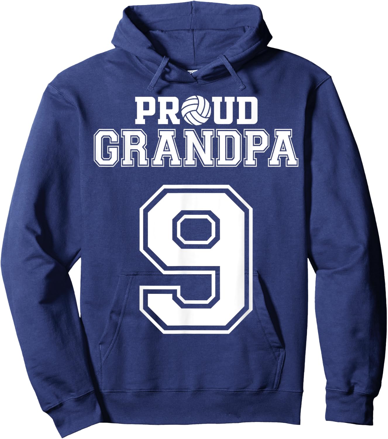 Custom Proud Volleyball Grandpa Number 9 Personalized Men Hoodie - Hoodie | Navy