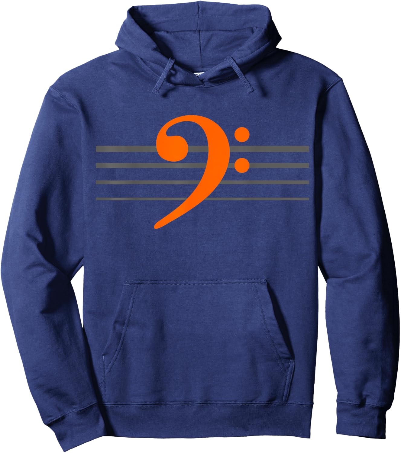 EADG 4 String Orange Bass Clef Bass Guitar / Bass Player Hoodie - Hoodie | Navy