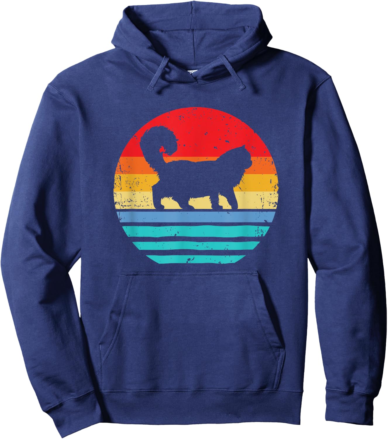 Ragdoll Cat Shirt Women Kids Men Sunset Retro Cat Hoodie - Hoodie | Navy