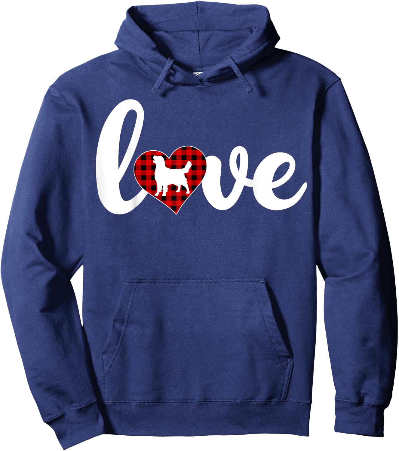 Funny Buffalo Plaid Love Golden Retriever Dog Valentines Day Women Girls Kids Hoodie - Hoodie | Navy