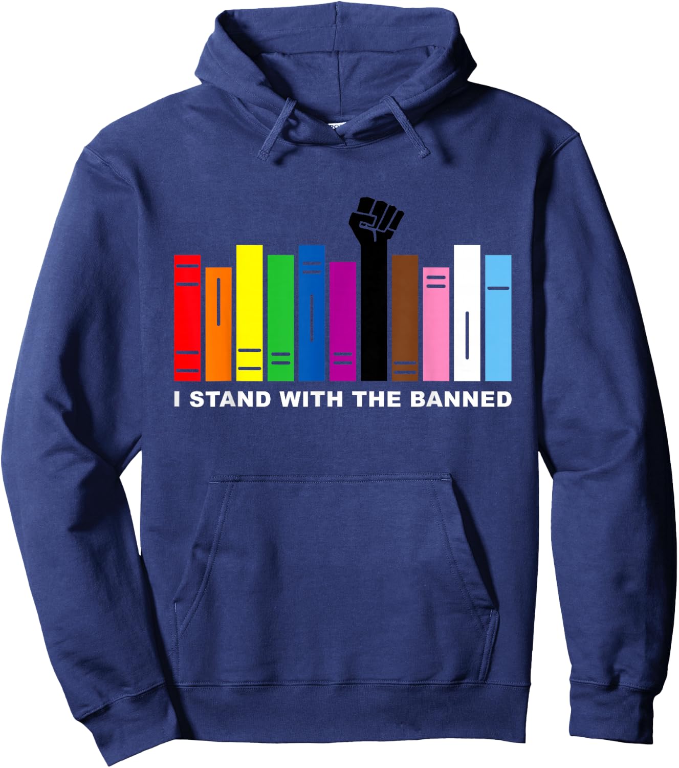 I Stand With The Banned Librarian LGBTQ Read Banned Books Hoodie - Hoodie | Navy