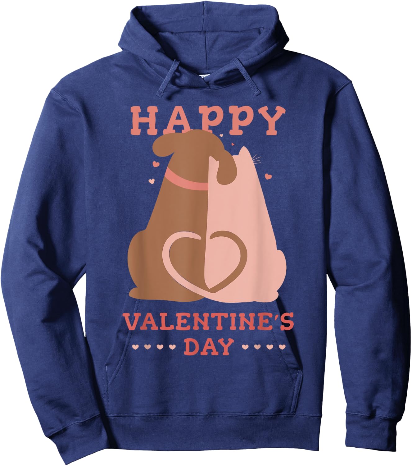 Cute Cat and Dog Love Valentine's Day Girls Women Hoodie - Hoodie | Navy
