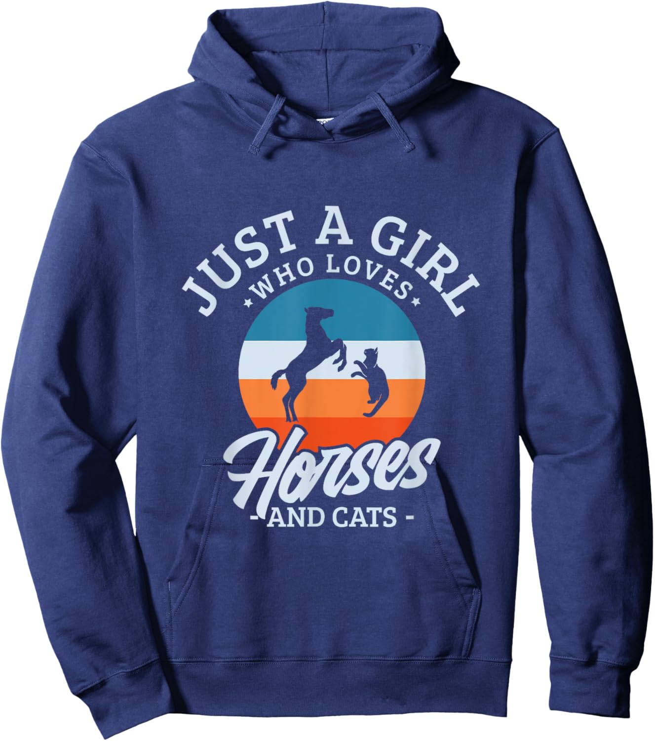 Just a girl who loves horses and cats for a Horse Cat Fan Hoodie - Hoodie | Navy