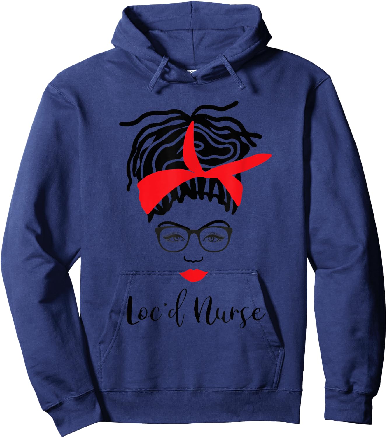 Loc'd Nurse With Glasses Locs RN LPN Hoodie - Hoodie | Navy