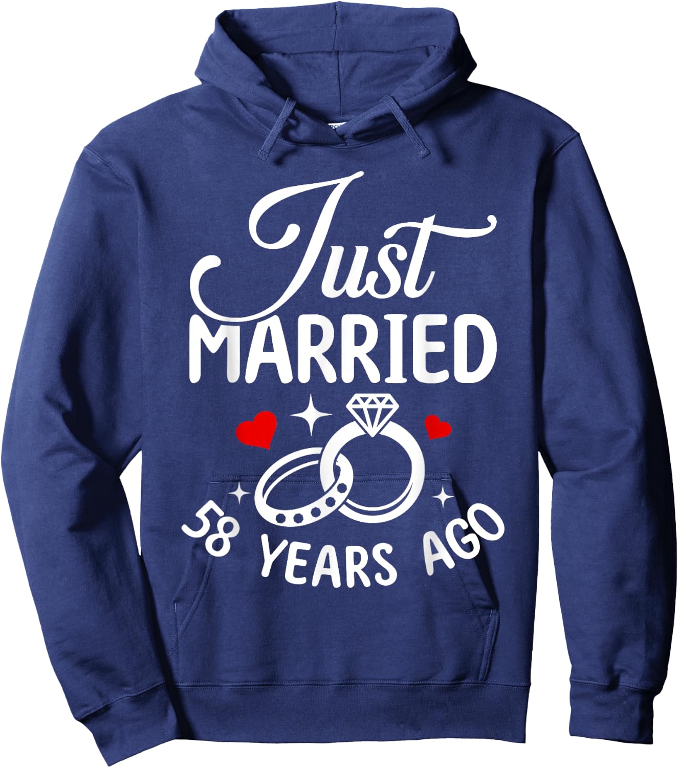 Just Married 58 Years Ago 58th Wedding Anniversary Marriage Hoodie - Hoodie | Navy