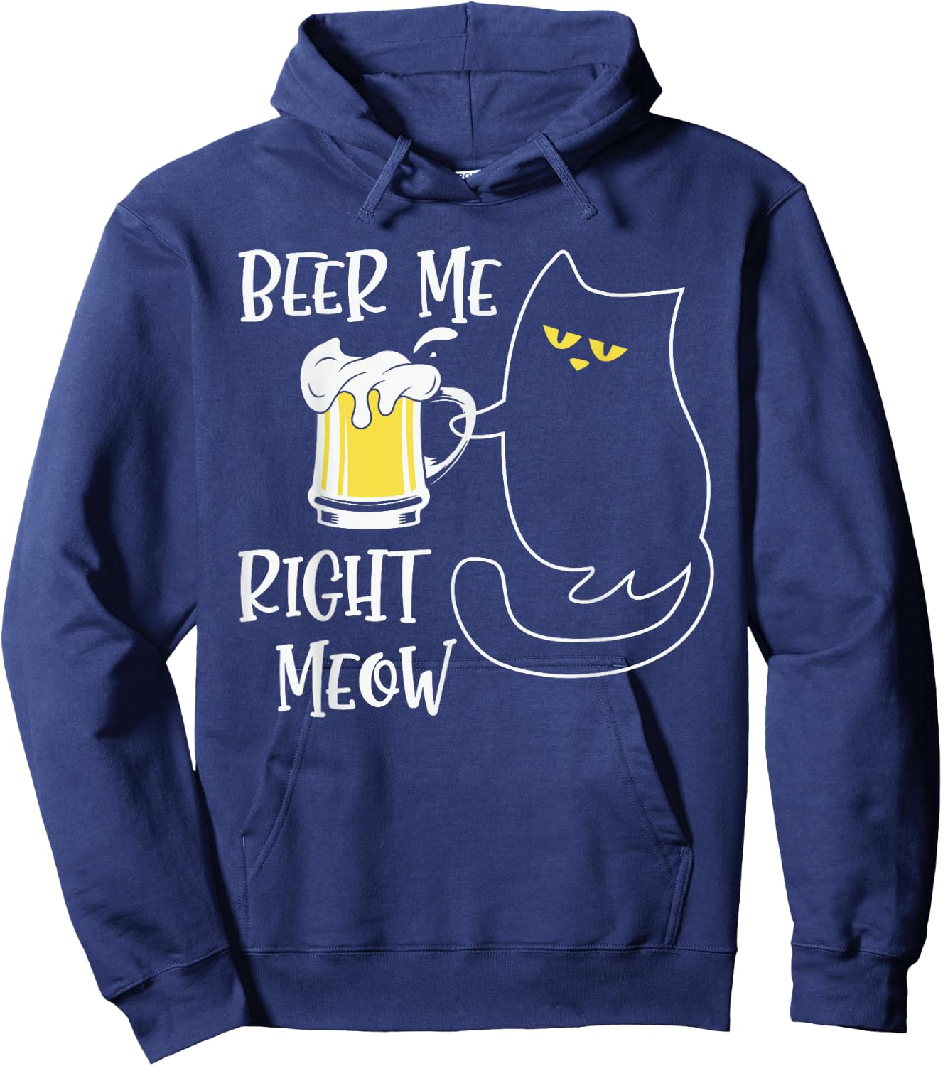 Right Meow Beer Me Cat Funny Drinking Team Beer Lover Hoodie - Hoodie | Navy