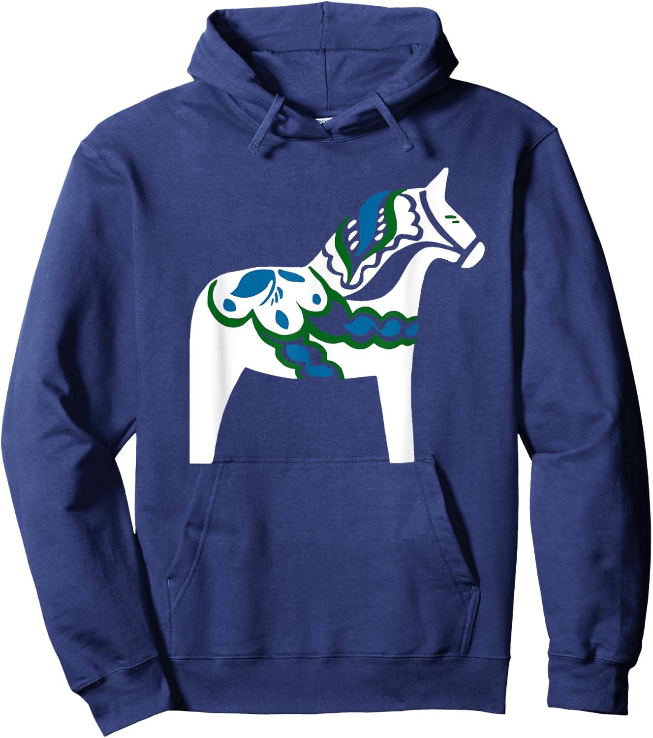 Swedish Dala Horse Sweden White Dalecarlian Horse Design Hoodie - Hoodie | Navy