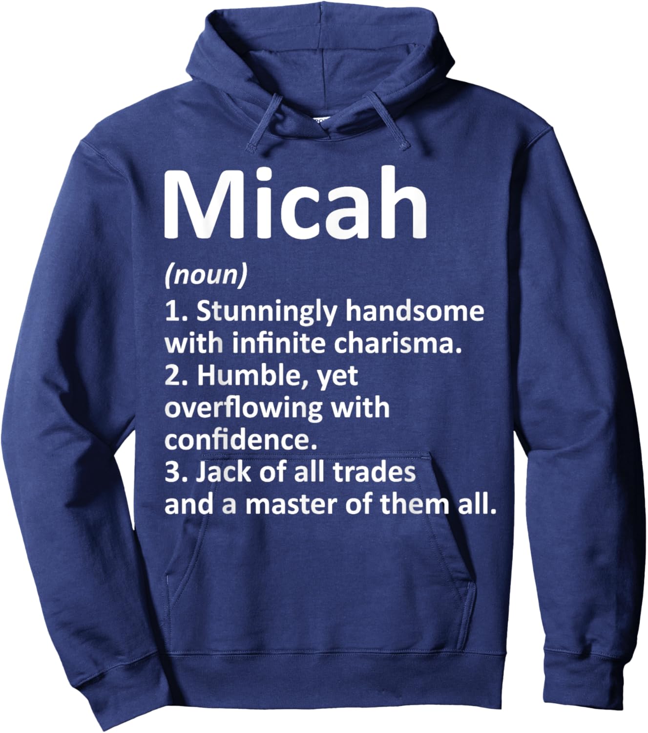 Custom Men Name Meaning Boy Christmas Father's Day MICAH Definition Personalized Funny Hoodie - Hoodie | Navy