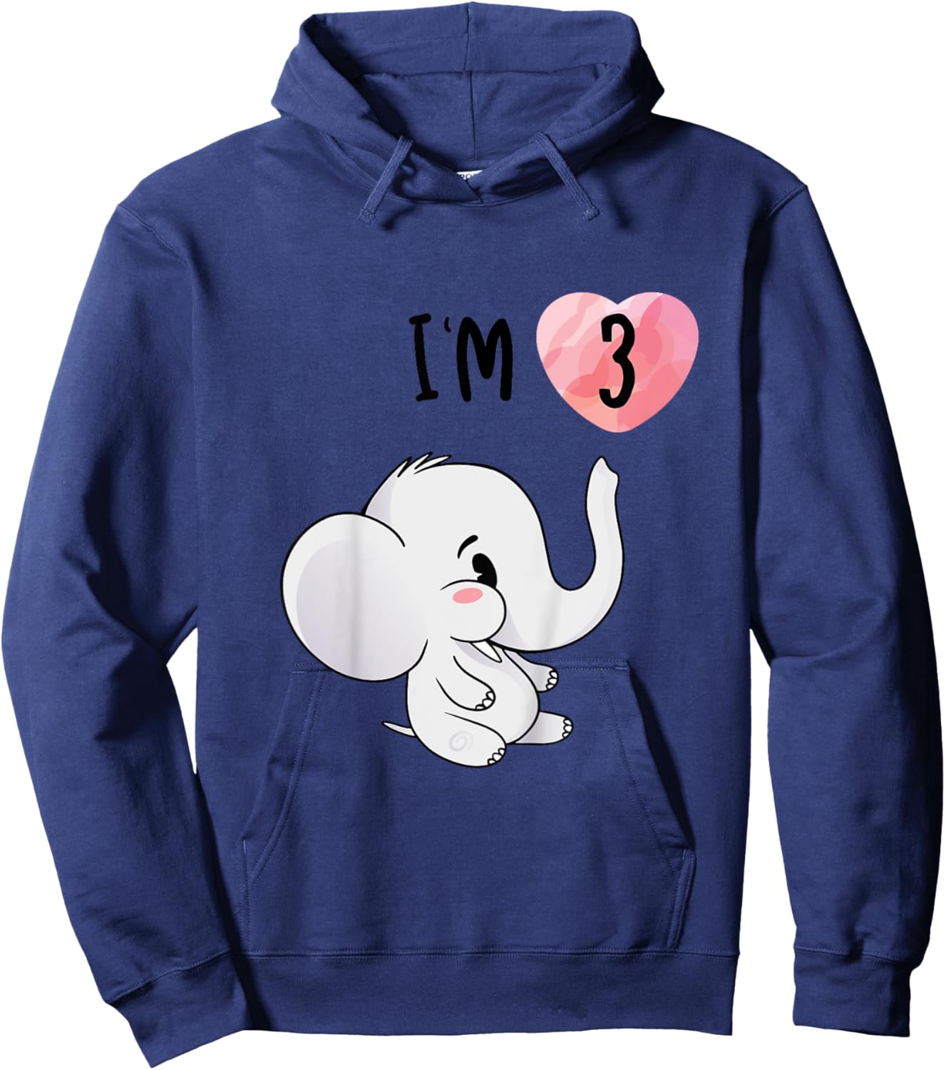 Elephant Birthday Shirt 3 Years Old Birthday Outfit Kids Hoodie - Hoodie | Navy
