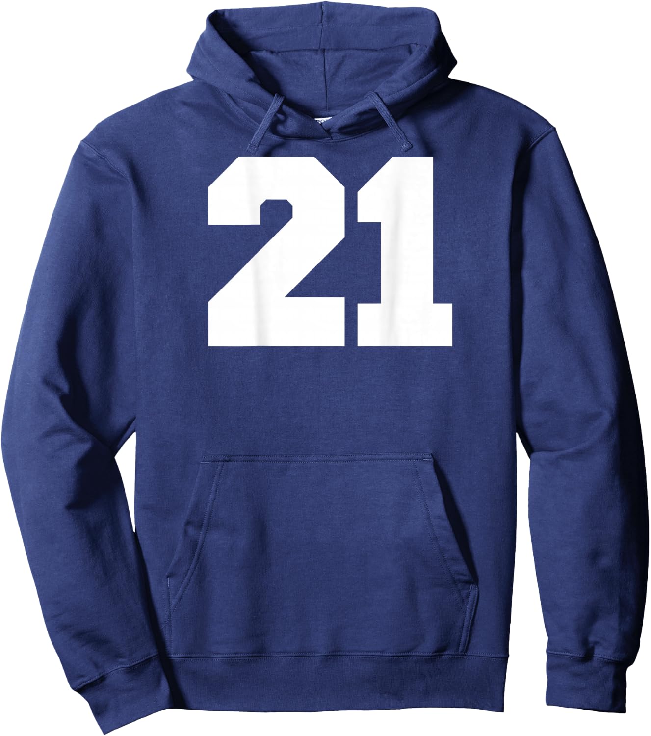 Number 21 Sports Jersey Player #21 Fan BACK PRINT Varsity Hoodie - Hoodie | Navy
