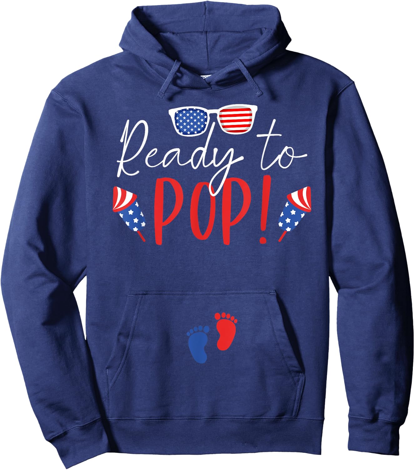 Ready to Pop 4th of July Pregnancy Announcement Mom to Be Hoodie - Hoodie | Navy