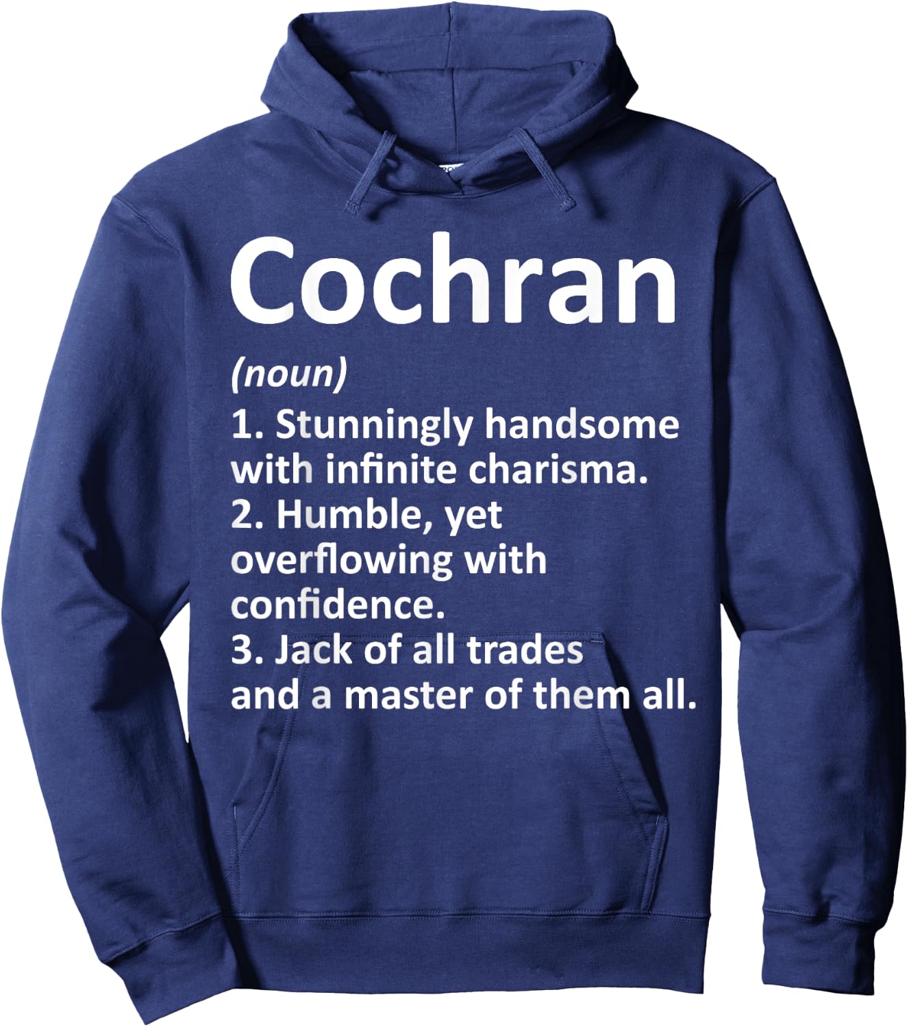COCHRAN Definition Funny Surname Family Birthday Reunion Hoodie - Hoodie | Navy
