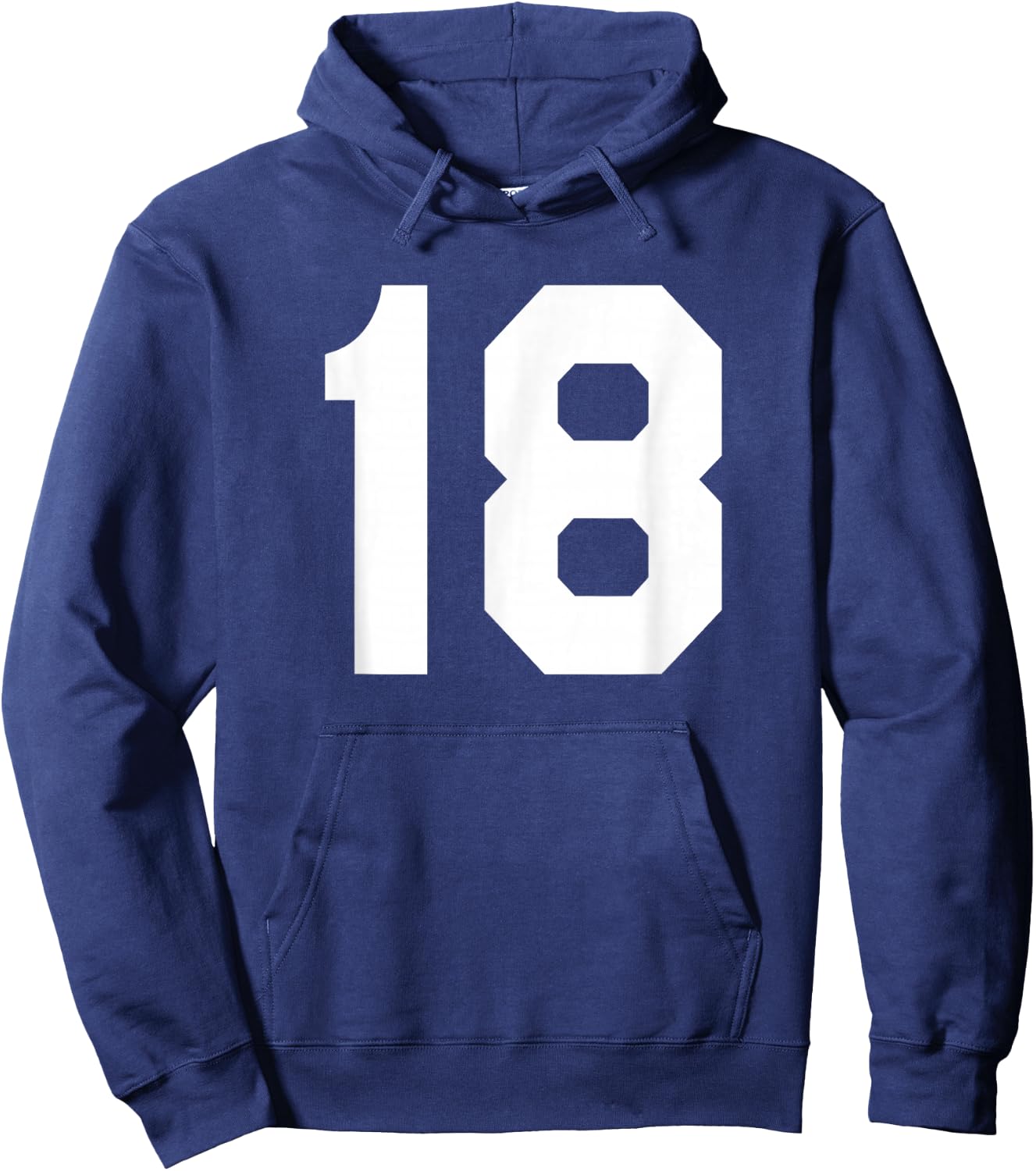 Number 18 Sports Jersey Front and Back Team Player Hoodie - Hoodie | Navy