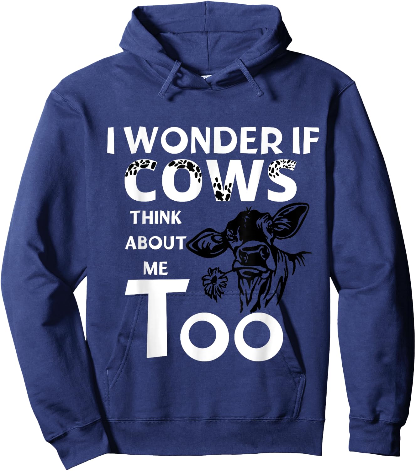 Funny I wonder if cows think about me too christmas cow Hoodie - Hoodie | Navy
