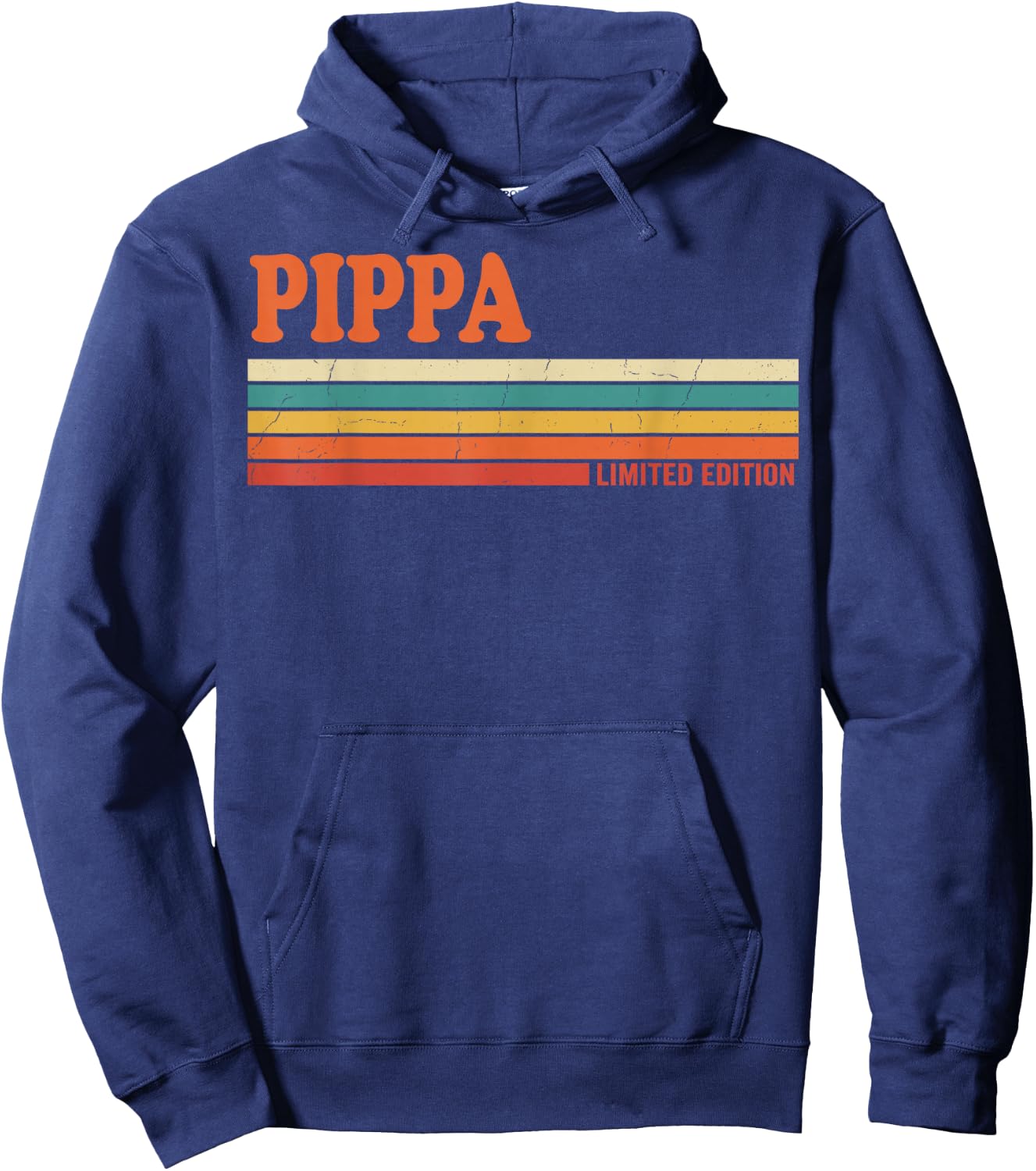 Pippa Retro Personalized First Name Vintage Stripes Hoodie - Hoodie | Navy