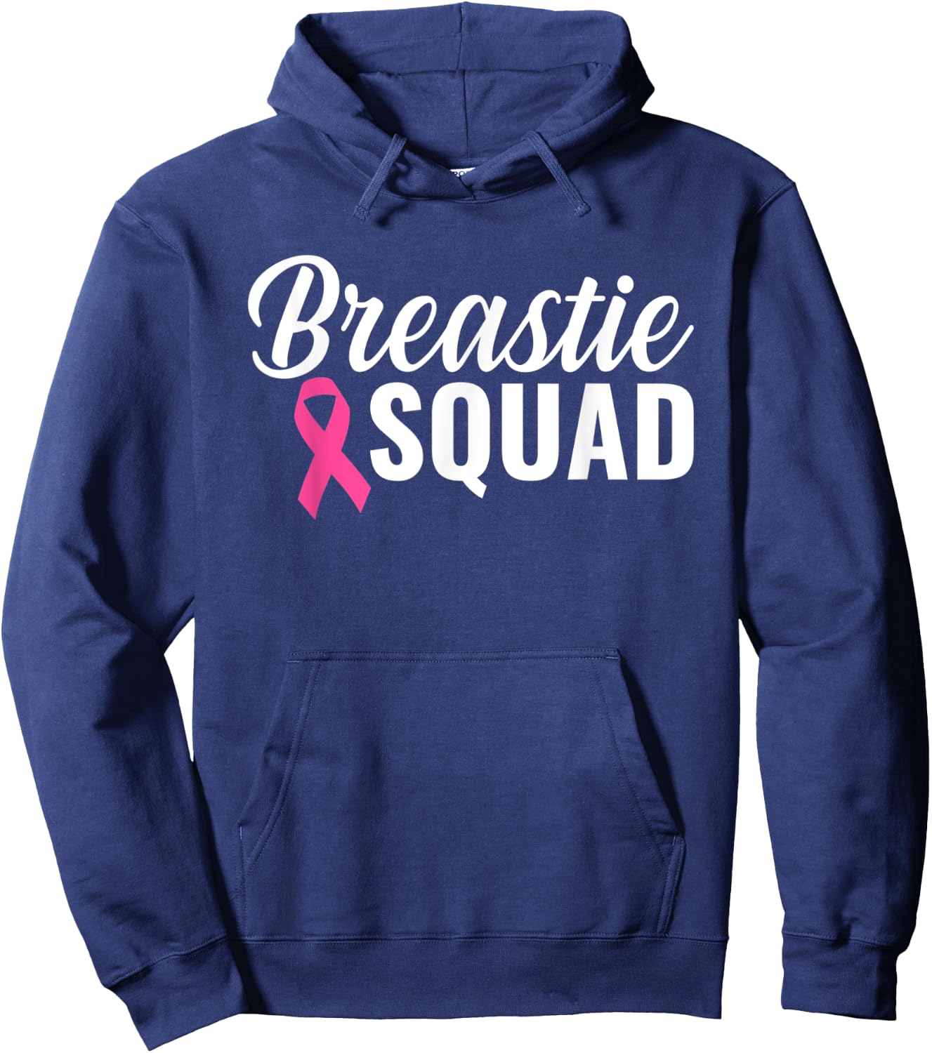 Breastie Squad Pink Ribbon Breast Cancer Awareness Month Hoodie - Hoodie | Navy