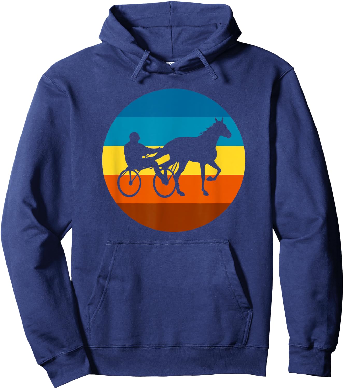Harness Racing Retro Sunset Horse Race - Harness Racers Hoodie - Hoodie | Navy