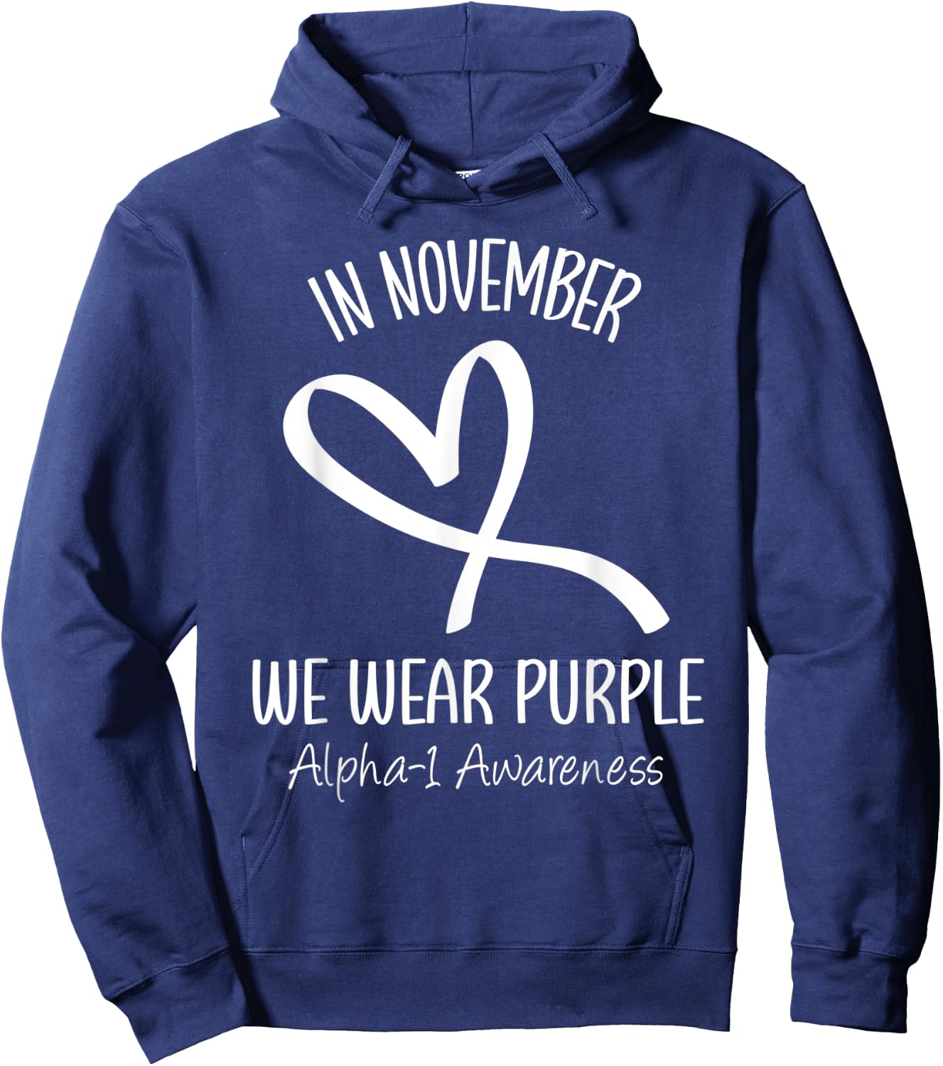 Heart Purple Alpha-1 Antitrypsin Deficiency Awareness Month Hoodie - Hoodie | Navy