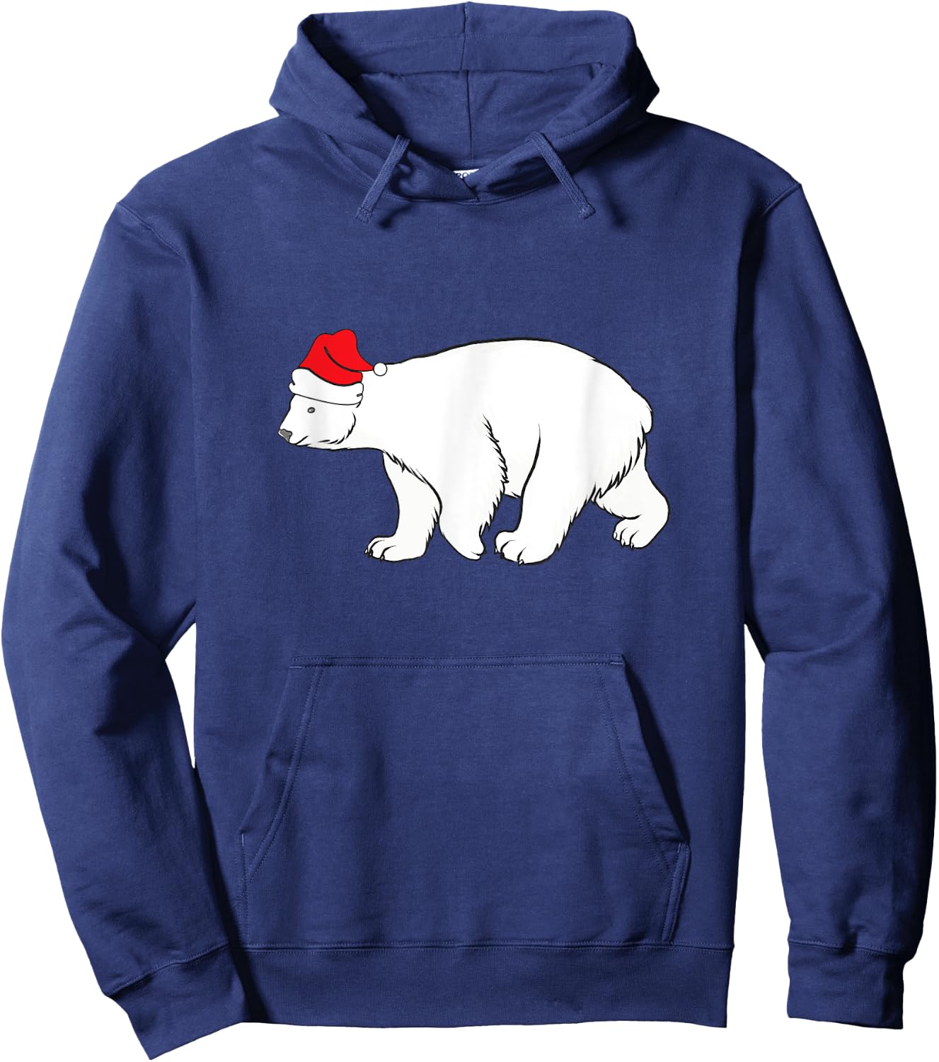 Polar Bear With Santa Hat Xmas Winter Christmas Pajama Hoodie - Hoodie | Navy