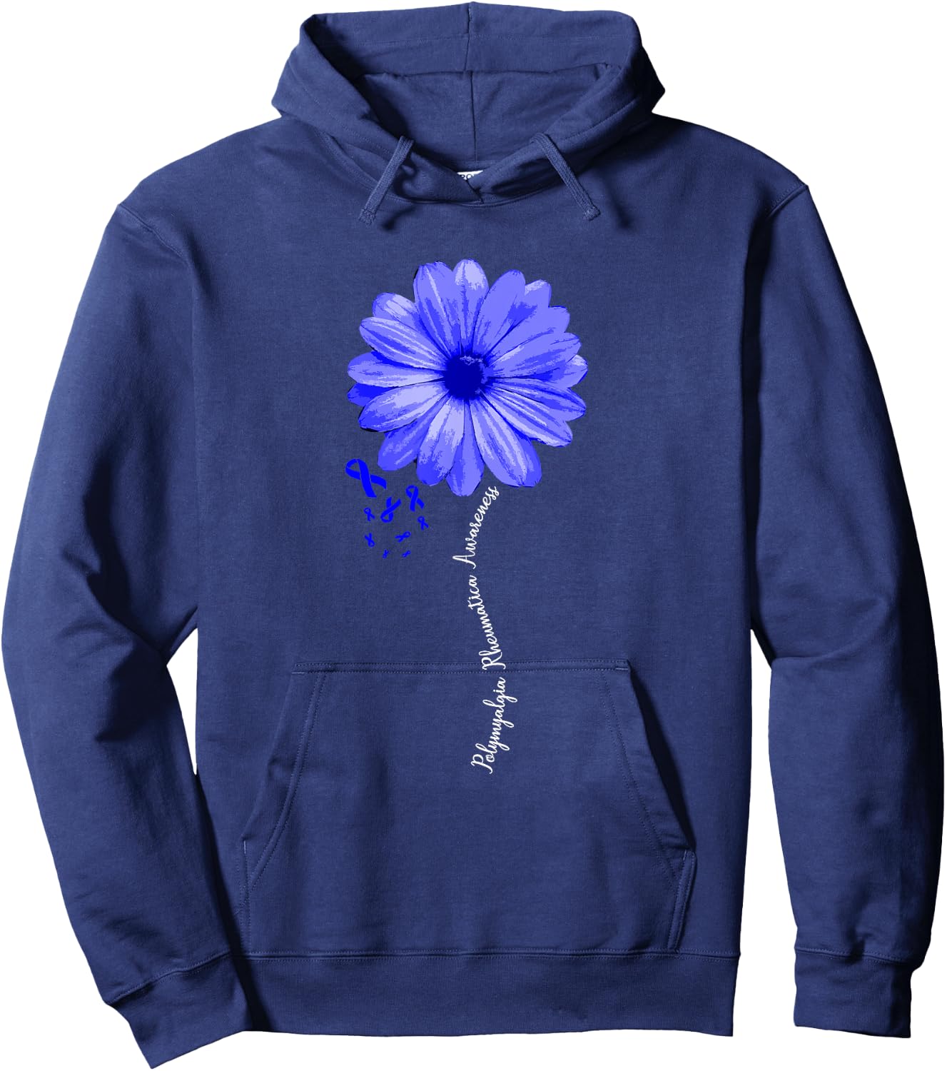 Polymyalgia Rheumatica Awareness Warrior Pretty Ribbon Hoodie - Hoodie | Navy