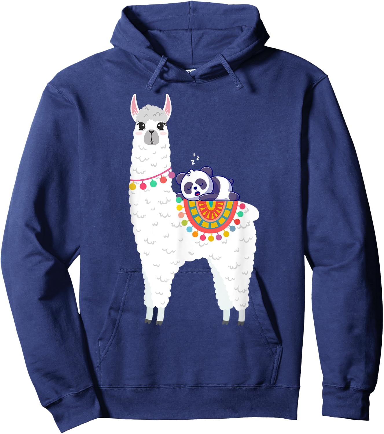 Llama & Panda Sleeping Shirt, Pajama Nightwear Nightgown Hoodie - Hoodie | Navy