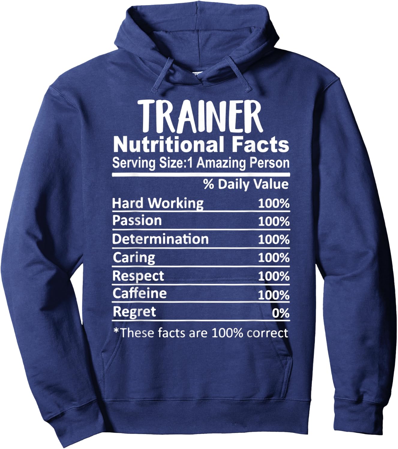 Trainer Nutrition Facts Funny Hoodie - Hoodie | Navy