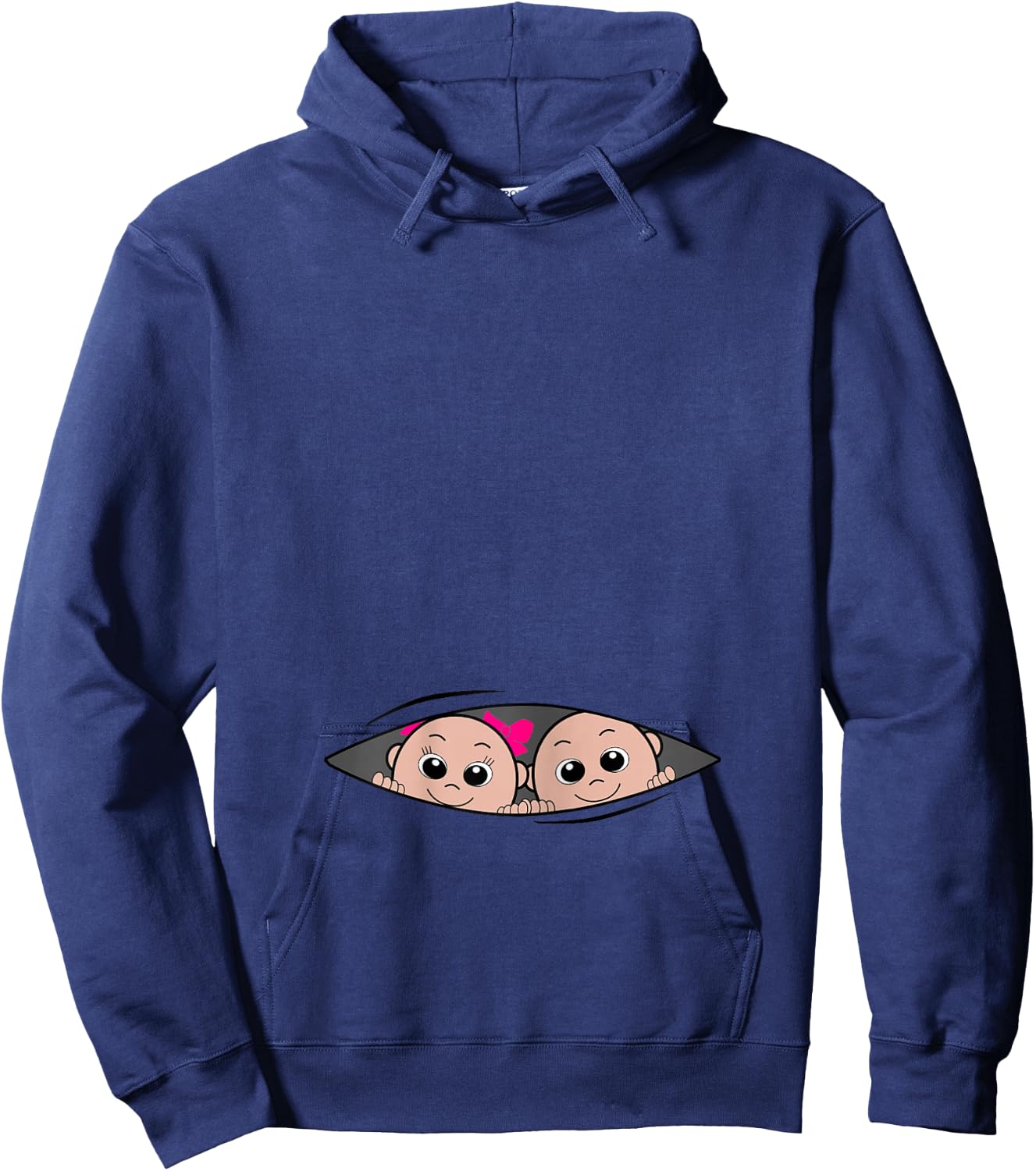 Boy and Girl Twin Pregnancy Announcement Hoodie - Hoodie | Navy