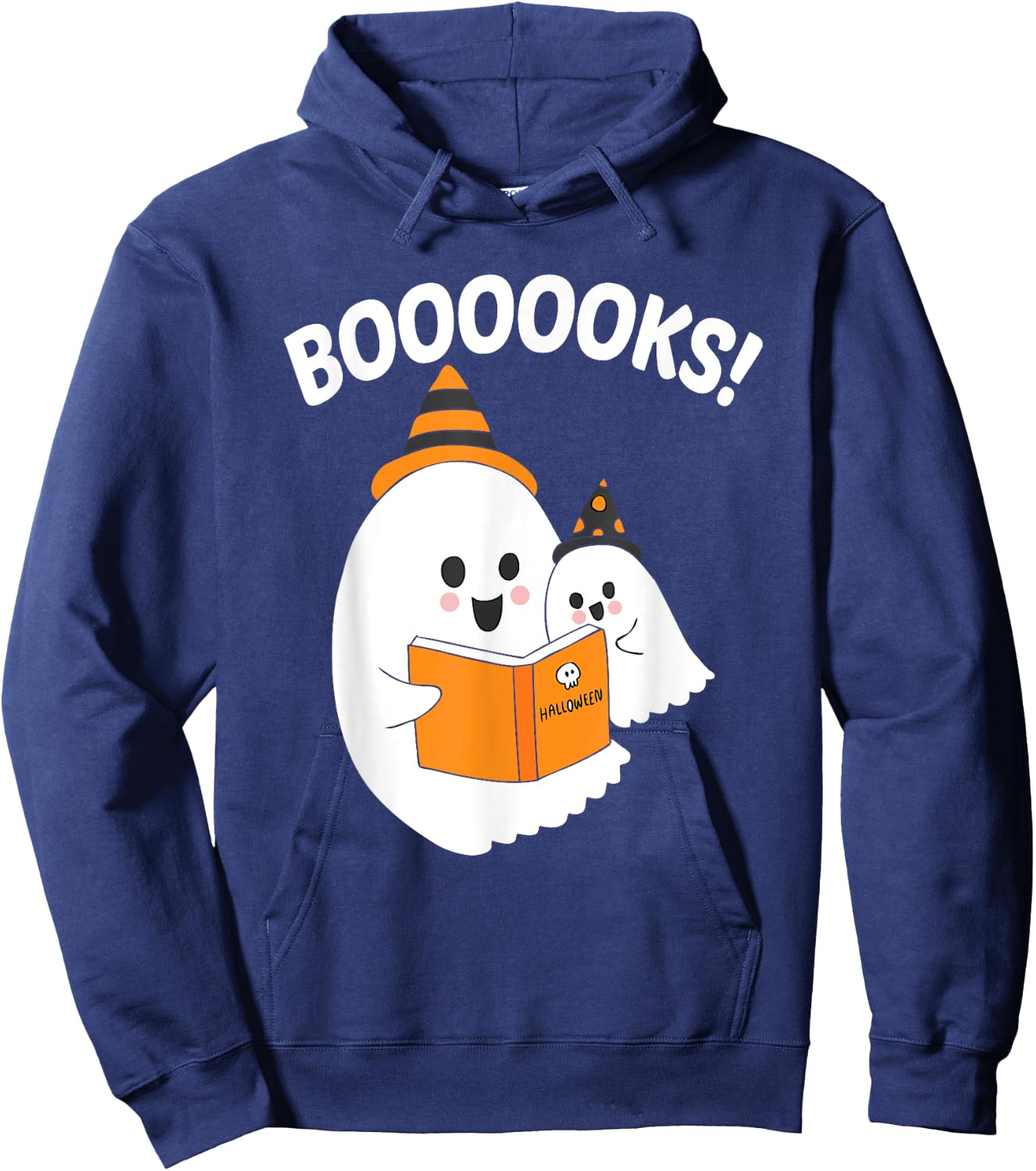 Ghostly Tales BOOOOOOKS! Reading Ghosts Halloween Teacher Women Kids Hoodie - Hoodie | Navy