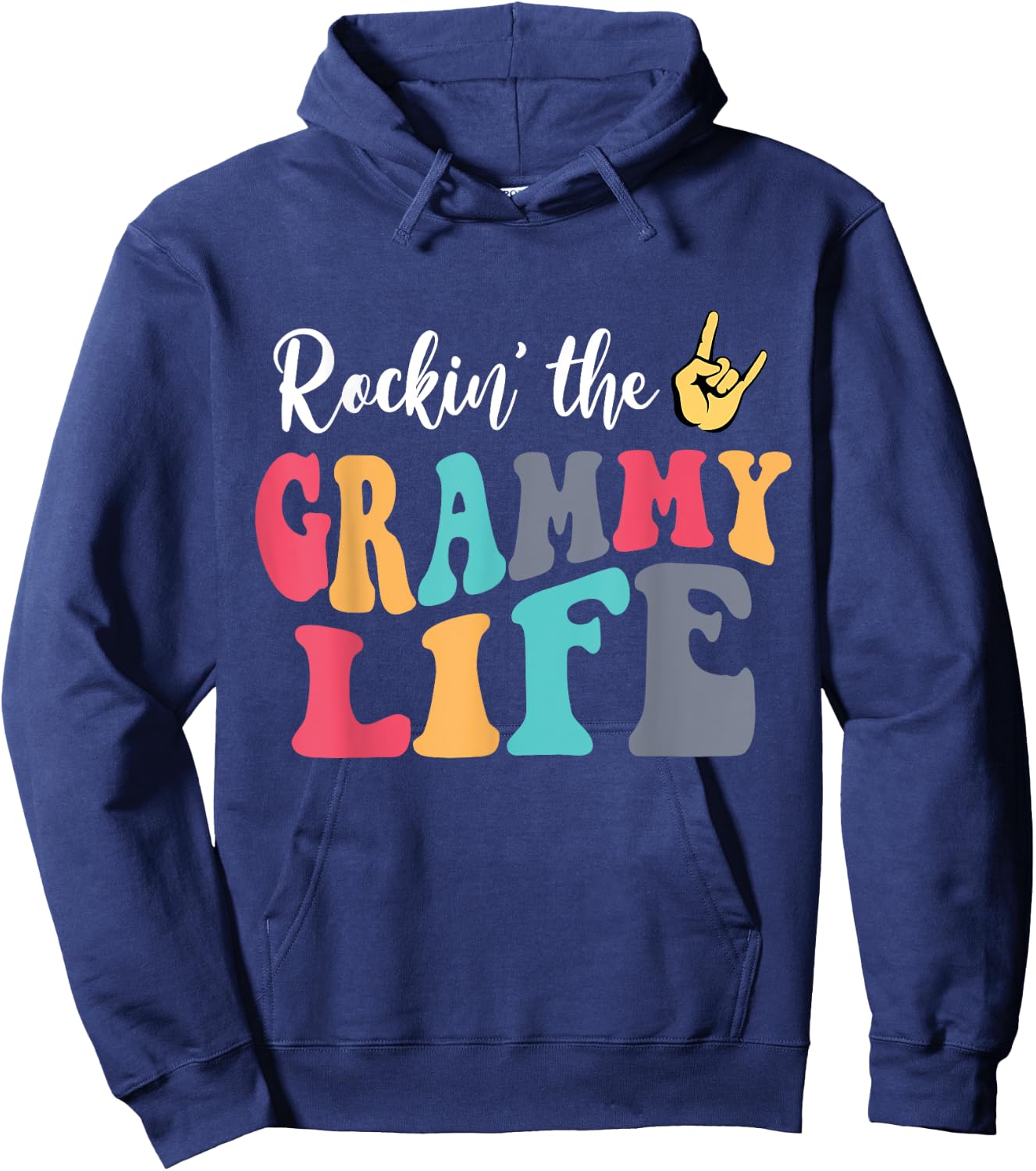 Retro Vintage Rockin' The Grammy Life Birthday Mother's Day Hoodie - Hoodie | Navy