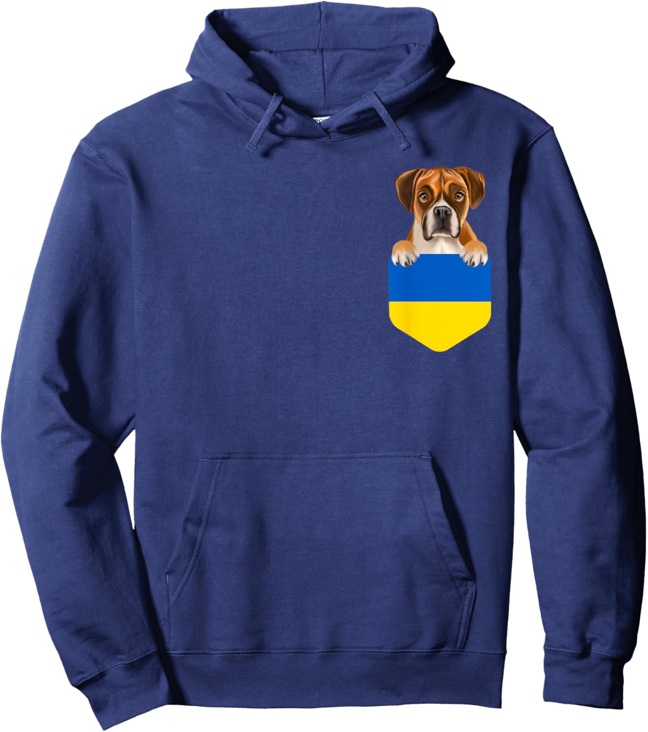 Ukraine Flag Boxer Dog In Pocket Men Women Kids Hoodie - Hoodie | Navy
