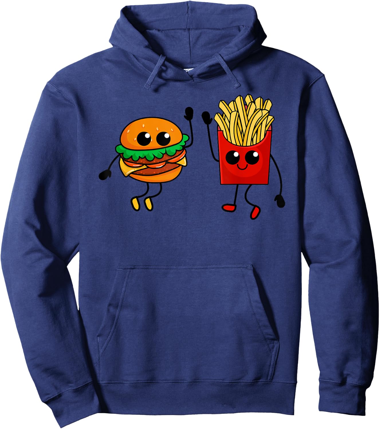 Hamburger Fries High Five | Cool Fun Combo Snacks Funny Gift Hoodie - Hoodie | Navy