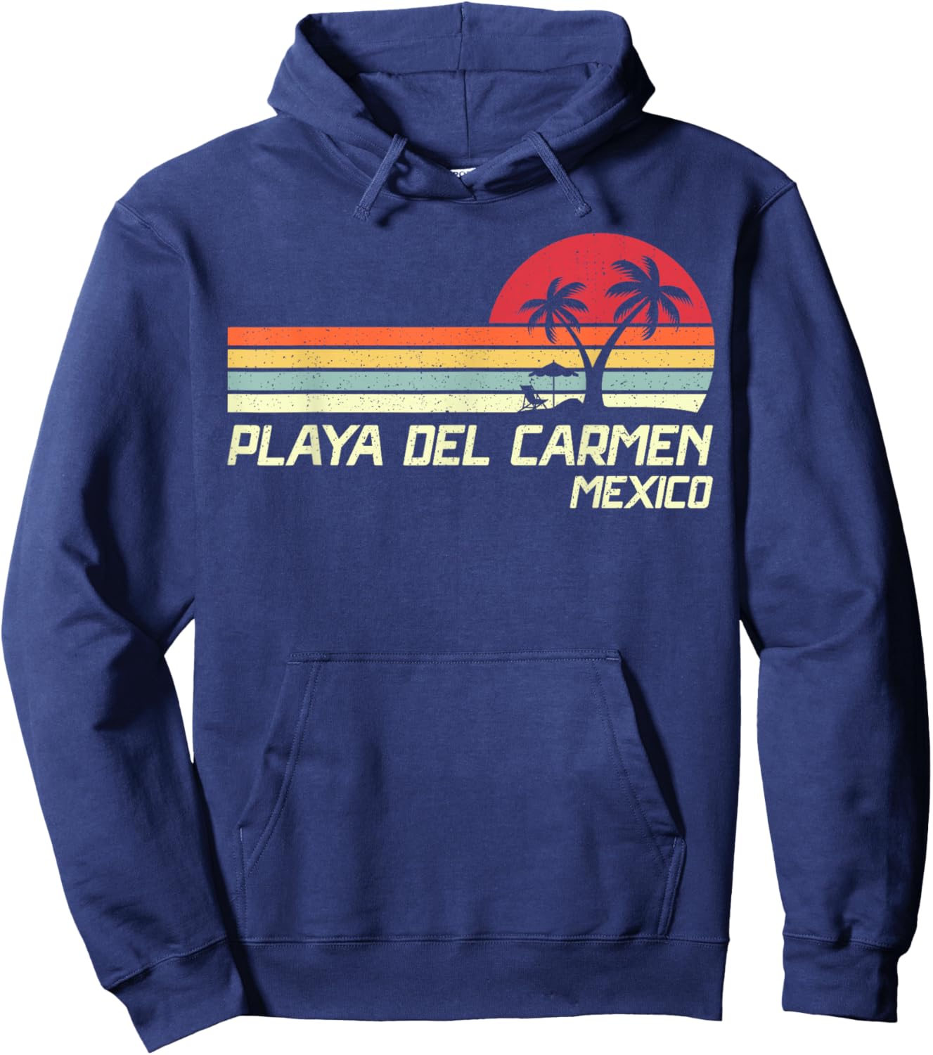 Summer Vacation Vintage Mexico Playa Del Carmen Beach Hoodie - Hoodie | Navy
