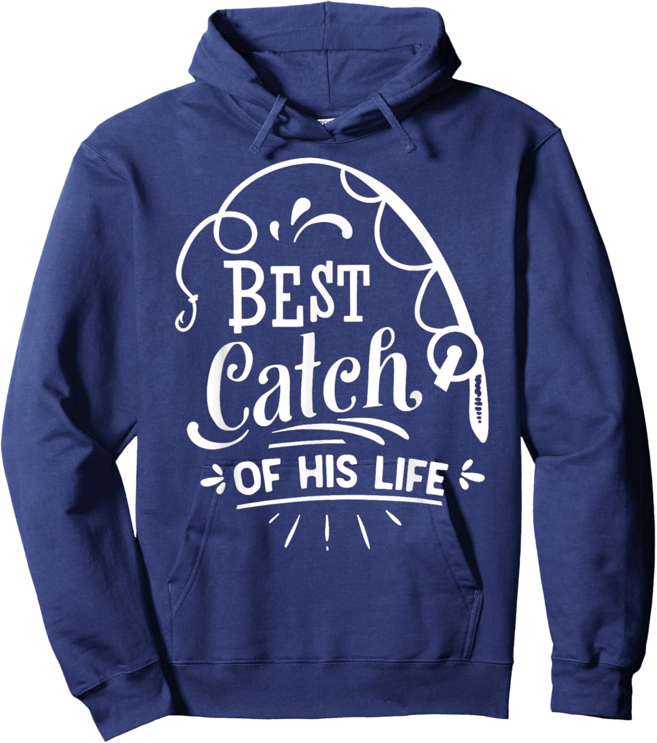 One Lucky Fisherman Matching Couples Fishing Hoodie - Hoodie | Navy