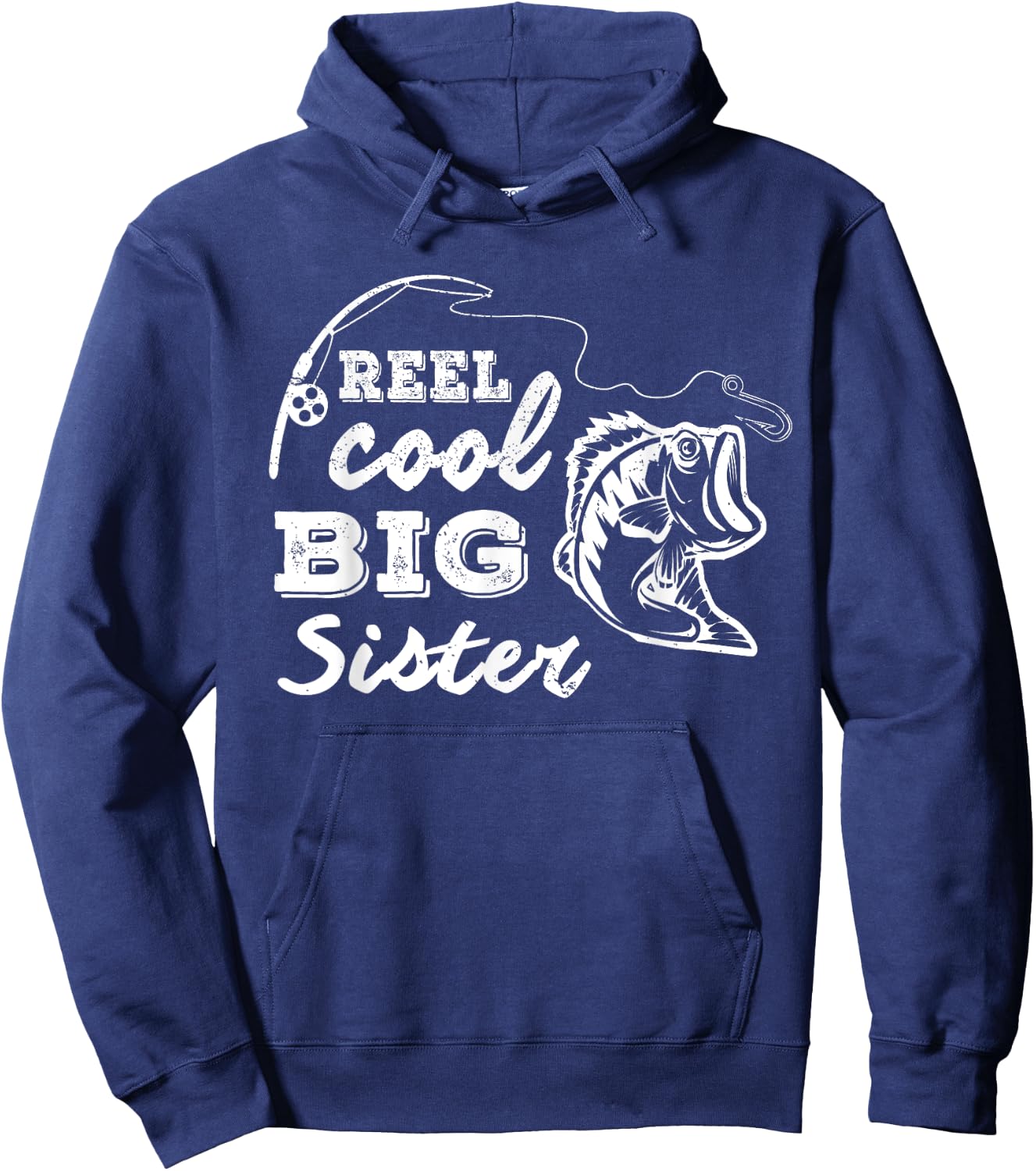 Reel Cool Big Sisters Gift Older Sister Girls Fishing Gift Hoodie - Hoodie | Navy