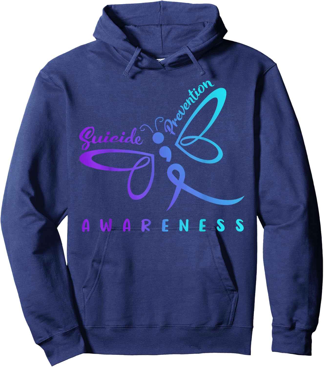 Dragonfly Suicide Prevention Awareness Pink And Teal Ribbon Hoodie - Hoodie | Navy