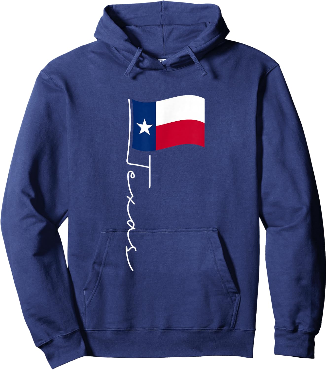 Texas Signature Flag Pole - Elegant Patriotic Texan Flag Hoodie - Hoodie | Navy