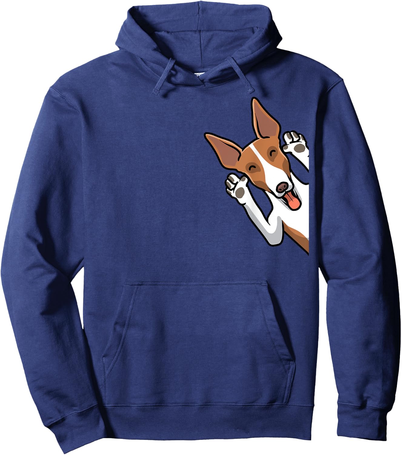 Ibizan Hound Gifts by Thembalove -Adult Ibizan Hound Dog Black Cartoon Hoodie - Hoodie | Navy