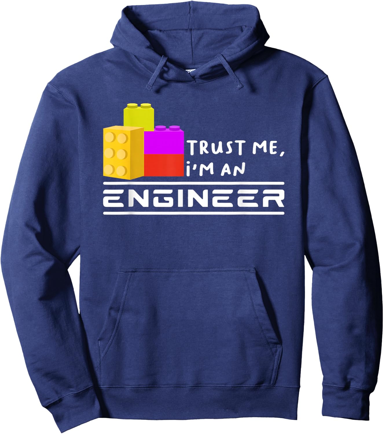 Engineer Kids Children Toy Big Building Blocks Build Builder Hoodie - Hoodie | Navy