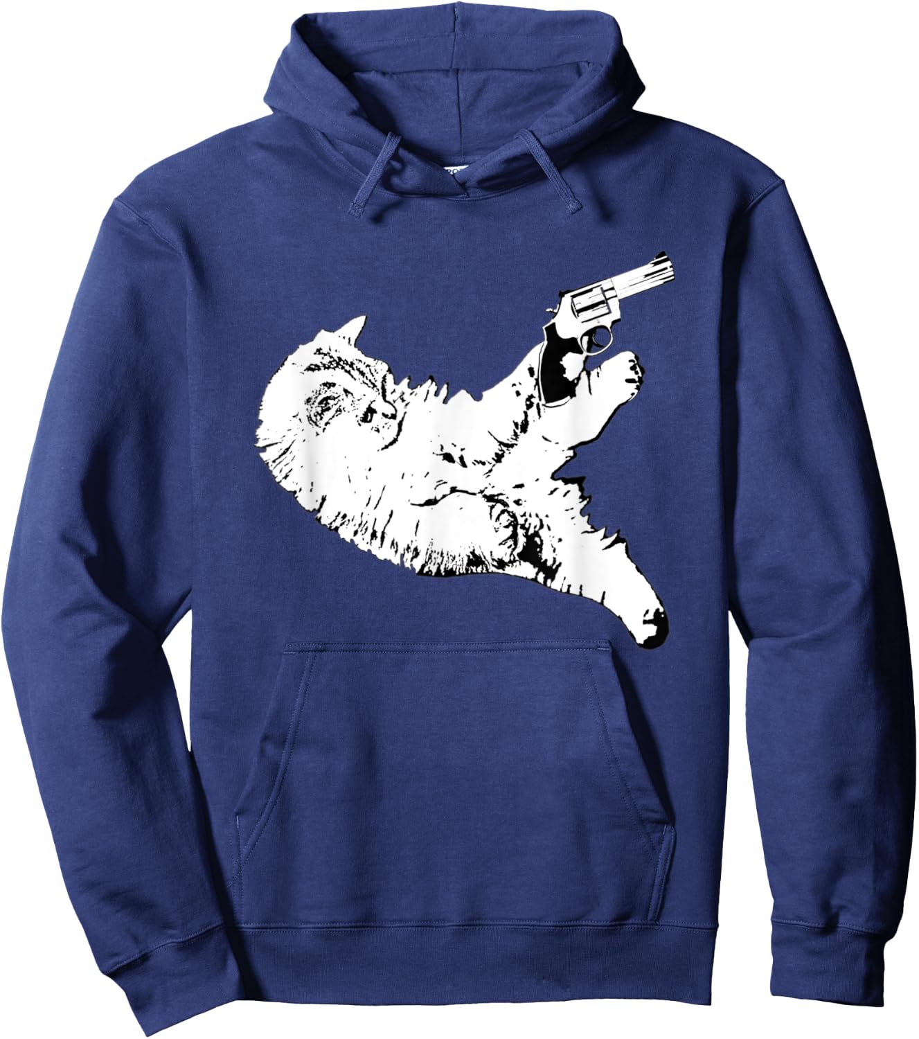 Cat With Gun Funny Kitty Gun Pet Lovers Men Women Hoodie - Hoodie | Navy