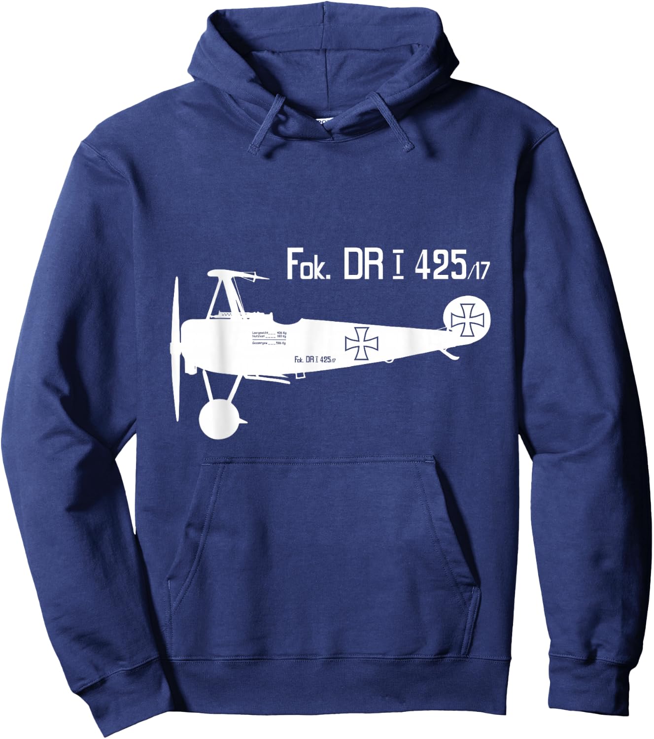 WW1 Military Triplane Aircraft Richthofen Plane Fokker DRI Hoodie - Hoodie | Navy