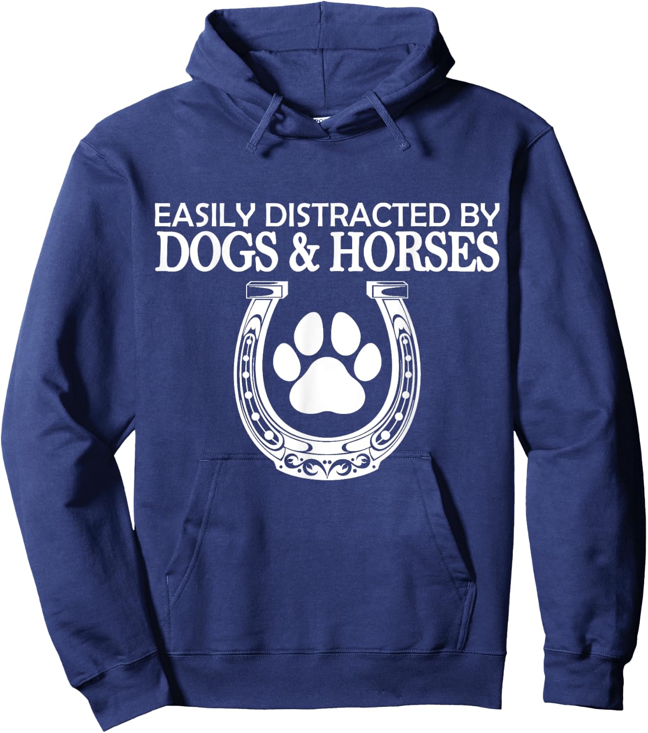 Funny Horse Women Girls Easily Distracted By Dogs And Horses Hoodie - Hoodie | Navy